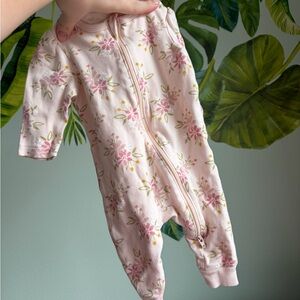 Baby Pink Floral Zip-Front One-Piece